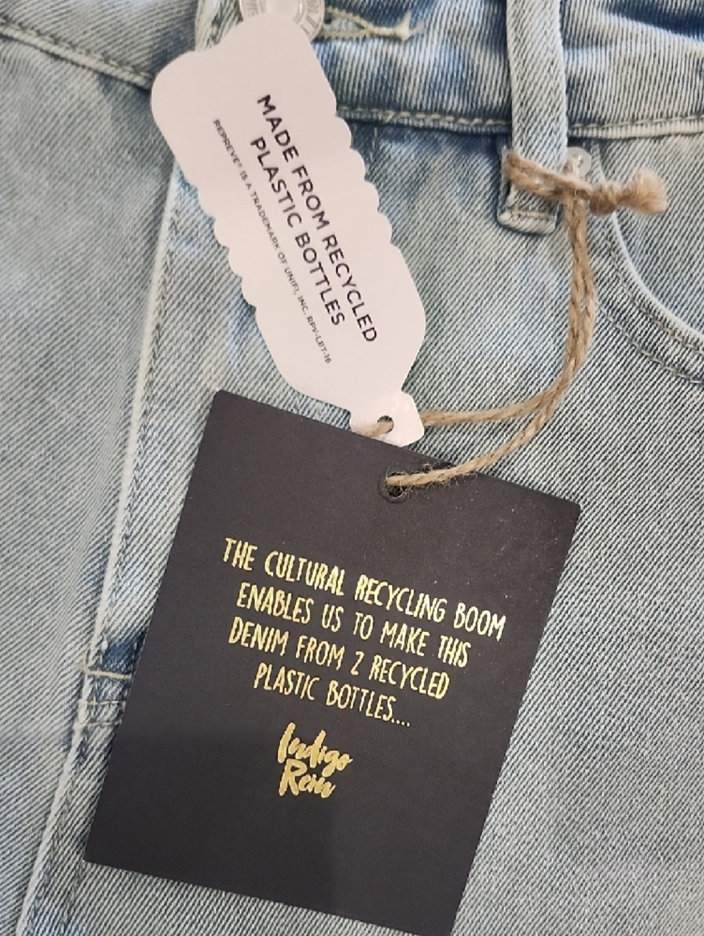 Indigo Rein Recycled Sustainable Light Blue Distressed Grunge High Rise Shorts 7 - Picture 5 of 10
